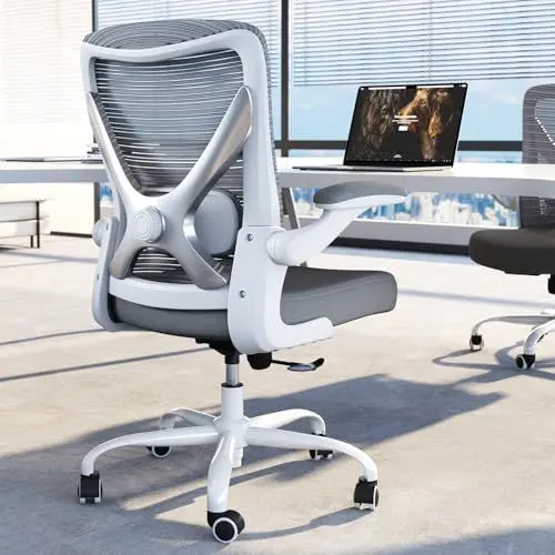Produktbild: TRALT Ergonomischer Bürostuhl - X-förmiger Computer-Schreibtischstuhl bequem, Gaming-Stuhl, Bürostuhl mit Lendenwirbelstütze, Mesh-Bürostühle, Schreibtischstuhl für Lange Stunden(Graues Silber)