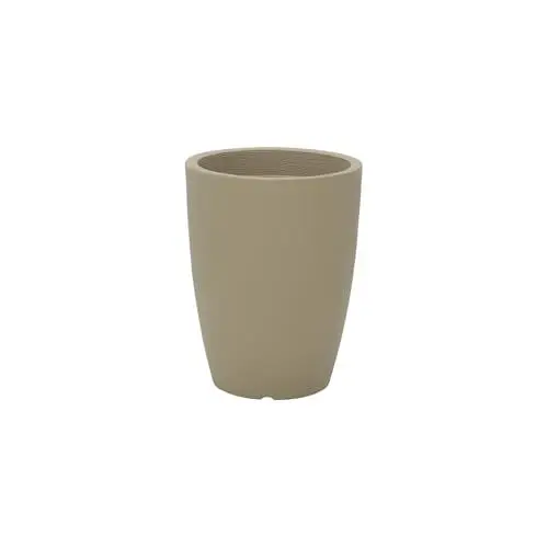 Produktbild: Tramontina Thai, Übertopf, Pflanztopf, hoher Pflanzkübel, Moderne Rillenstruktur, wetterfest, Beige, Ø 36 x Höhe 48 cm, Volumen 30 Liter