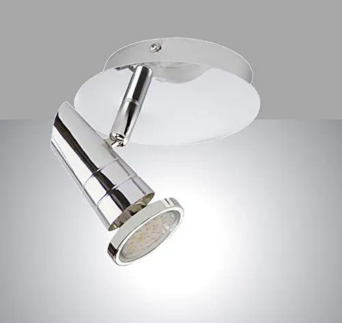Produktbild: Trango 1-flammig 2001-018-5W LED Wandleuchte *MAX* in Chrom-Optik inkl. 1x 5 Watt GU10 LED Leuchtmittel I Deckenlampe I Deckenstrahler I Deckenspots I Wandstrahler I Leselampe schwenkbar & drehbar