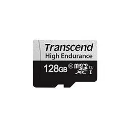 Produktbild: Transcend 128GB High Endurance microSDXC 350V Memory Card / Speicherkarte TS128GUSD350V / bis zu 95 MBs lesen und 45 MBs schreiben