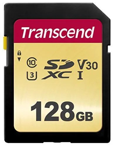 Produktbild: Transcend 128GB SDXC/SDHC 500S Speicherkarte TS128GSDC500S / bis zu 95 MBs lesen und 65 MBs schreiben