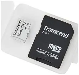 Produktbild: Transcend Highspeed 128GB micro SDXC/SDHC Speicherkarte (für Smartphones, etc. und Digitalkameras) / 4K, U3, V30, A1, UHS-I – TS128GUSD300S-AE (mit Adapter, umweltfreundliche Verpackung)