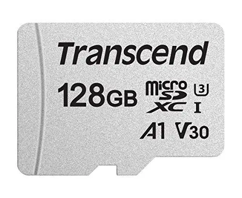 Produktbild: Transcend Highspeed 128GB micro SDXC/SDHC Speicherkarte (für Smartphones, etc. und Digitalkameras) / 4K, U3, V30, A1, UHS-I – TS128GUSD300S