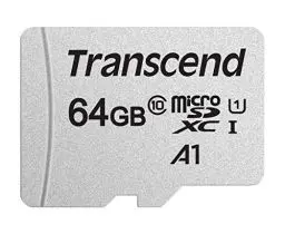 Produktbild: Transcend Highspeed 64GB micro SDXC/SDHC Speicherkarte (für Smartphones, etc. und Digitalkameras) / 4K, Class 10, UHS-I, A1 – TS64GUSD300S-A (mit Adapter)