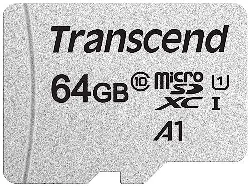 Produktbild: Transcend Highspeed 64GB micro SDXC/SDHC Speicherkarte (für Smartphones, etc. und Digitalkameras) / 4K, Class 10, UHS-I, A1 – TS64GUSD300S