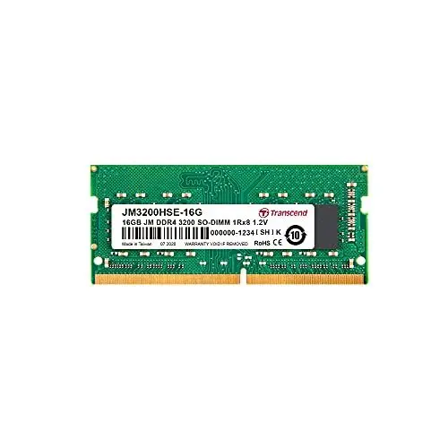 Produktbild: Transcend JM3200HSE-16G Arbeitsspeicher 16 GB DDR4 3200 MHz Arbeitsspeicher Modul (16 GB, DDR4, 3200 MHz, SO-DIMM)