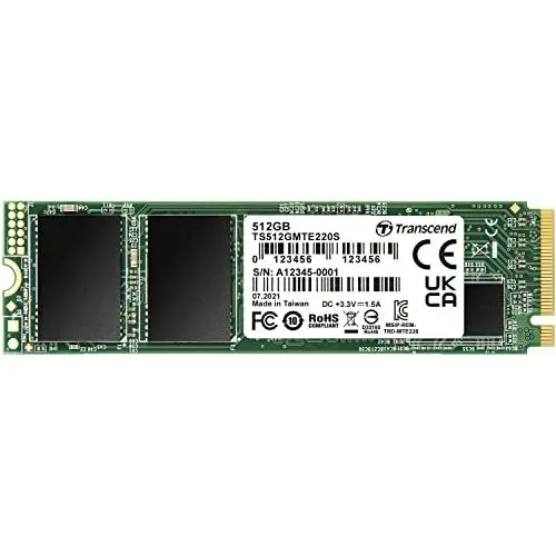 Produktbild: Transcend TS512GMTE220S 512GB M.2 Ultra-Highspeed SSD für High-End-Anwendungen (Gaming, digitale Audio- und Videoproduktionen etc.), schnelle Übertragung bis zu 3.500/2.700 MB/s, PCIe™ Gen3 x4, 2280
