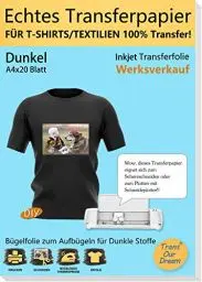 Produktbild: TransOurDream ECHTE Inkjet Bügelfolie Transferpapier für Dunkle Stoffe,DIN A4X20 Blatt,Inkjet Textilefolien,Transferfolie für dunkle T-Shirts und Textilien,Tintenstrahldrucker Folien (3-20)