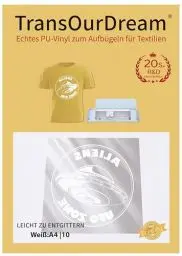 Produktbild: TransOurDream Echt PU Plotterfolie Textil, DIN A4X10 Blatt Flexfolie Plotter Textil, Bügelfolie für Textilien Transferfolie zum Aufbügeln für DIY T-Shirt,Folie für Schneiderplotter, Matt Weiss