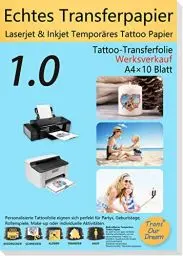 Produktbild: TransOurDream Inkjet/Laser Tattoo Papier A4X10 Blatt DIY Tattoo Folie Zum Bedrucken,für Kerzen,Tattoo Temporäres Transfer,Decal Papier für Tintenstrahldrucker/Laserdrucker,Tattoo Tranferfolie (11-10)