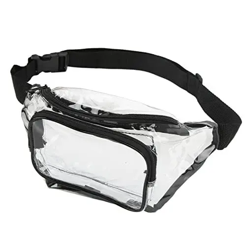 Produktbild: Transparente Gürteltasche Mode Frauen Männer Gürteltasche Handytasche Kosmetiktasche Fitness Tasche Einkaufstasche Display Tasche Wasserdicht Reise Gürteltasche (Schwarz (für