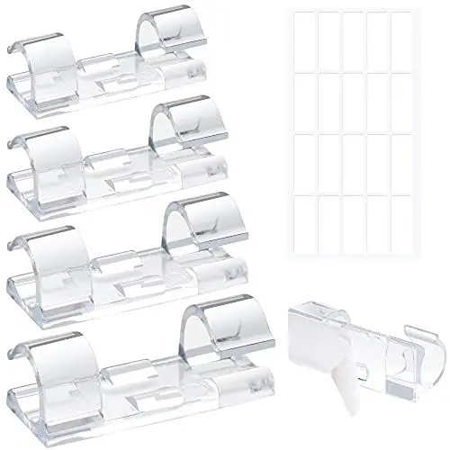 Produktbild: Transparente Kabel-Clips, selbstklebend, für Zuhause, Büro, Schreibtisch, Kabel-Management, 80 Stück