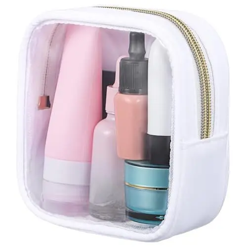 Produktbild: Transparente Mini-Kosmetiktasche Mini-Tasche Für Die Handtasche Kleines Make-up-etui Reise-Kosmetiktasche Durchsichtiger Kulturbeutel Mini-kosmetiktaschen Makeup Tasche PVC Weiß MERRYHAPY