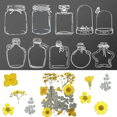Produktbild: Transparente getrocknete Blumen-Lesezeichen, 40 Stück Personalisiert Transparente Lesezeichen Getrocknete Blumen Klare DIY Hausgemachte Lesezeichen Glaswaren Aufkleber Bookmark für Kinder Heim Schule