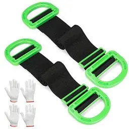 Produktbild: Transportgurt - 2 Pack Schwerlast Tragegurt mit Griffen Verstellbar Hebegurte(Vier Schutzhandschuhe Enthalten) Tragegurte Umzug Für Umzugskartons, Möbel, Matratzen usw.