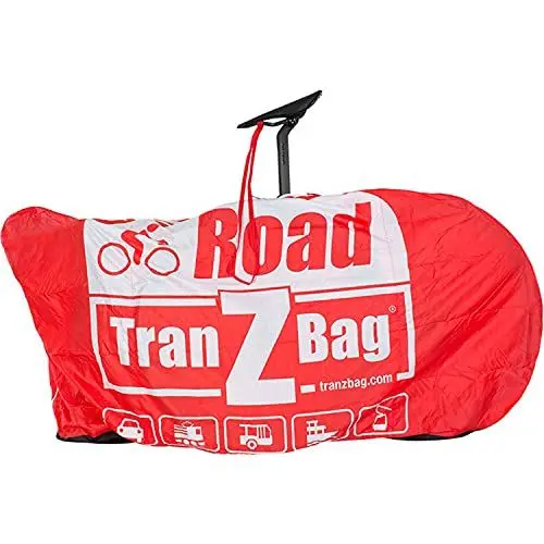 Produktbild: TranZbag Road Fahrrad Transporttasche, Transportschutz für 28″ Laufräder (für Cross- und Gravel-Laufräder, faltbar, minimales Packmaß, Schultertragegurt, Doppel-Reißverschluss), Rot