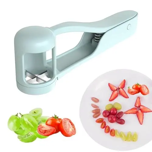 Produktbild: Traubenschneider,Obstschneider,Traubenschneider für Babys,Trauben-Kirsch-Tomaten-Erdbeerschneider,Gemüse-Fruchtsalat Küchenhelfer,Edelstahl Küchenhelfer.（Blau）