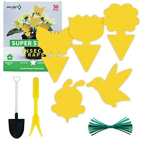 Produktbild: Trauermücken bekämpfen 50 Stück Gelbsticker gegen kleine Fliegende Schädlinge Gelbtafeln Fliegenfalle Fruchtfliegenfalle in Blumenerde klebefalle für die Zimmerpflanzen Schädlingsbekämpfung