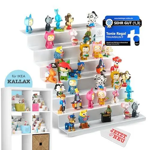 Produktbild: TRAUMBAUM® Tonie Regal als Einsatz für IKEA KALLAX | vollständig magnetisches Toniebox Regal für mehr als 50 Figuren + Box | Tonieregal für Mädchen und Jungen in weiß | OHNE Tonie Box Aussparung