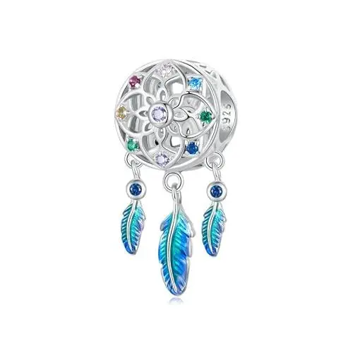 Produktbild: Traumfänger Anhänger für Pandora Armbänder, Sterling Silber Regenbogen Perlen Anhänger, Geschenk für Tochter Mama Freund