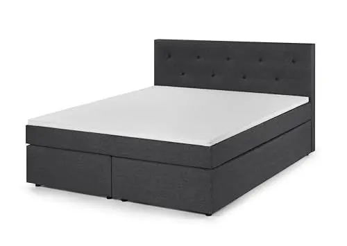 Produktbild: Traumnacht Boxspringbett, mit 7-Zonen Tonnentaschenfederkernmatratzen (H3) und Komfortschaumtopper, leichter Aufbau, produziert nach deutschem Qualitätsstandard, 140 x 200 cm in grau