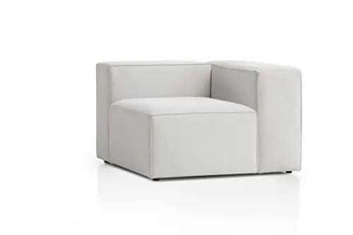 Produktbild: Traumnacht Genua Modular Sofa, individuell kombinierbare Wohnlandschaft, Sitzelement mit Armteil, rechts - strapazierfähiges Möbelgewebe, produziert nach deutschem Qualitätsstandard, weiß