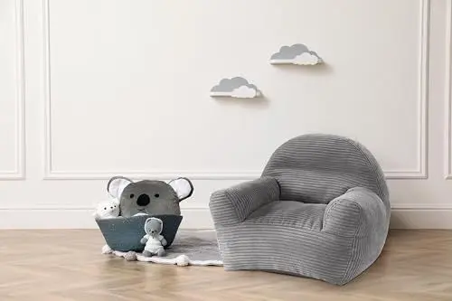 Produktbild: Traumnacht Kindersessel Ella mit abnehmbaren Bezug aus hochwertigem Kord Gewebe, waschbar, 60 x 50 x 55 cm, grau, produziert nach deutschem Qualitätsstandard