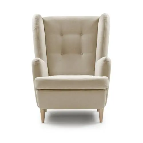 Produktbild: Traumnacht bequemer und moderner Ohrensessel, Polstersessel, Relaxsessel Vincent mit Holzfüßen in beige, produziert nach deutschem Qualitätsstandard
