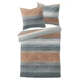 Produktbild: Traumschlaf Moderne Biber Bettwäsche Elverum blau kuschelig weich aus 100% Baumwolle mit Reißverschluss - Made in Germany 135x200 cm + 80x80 cm