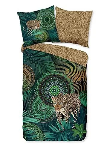 Produktbild: Traumschloss Comfort Flanell Bettwäsche »Imani«, Leopard, Dschungel mit Mandalas, 135x200 & 80x80, 100% Baumwolle, wärmend & kuschelig, mit Reißverschluss bestehend aus Kissen und Bettbezug