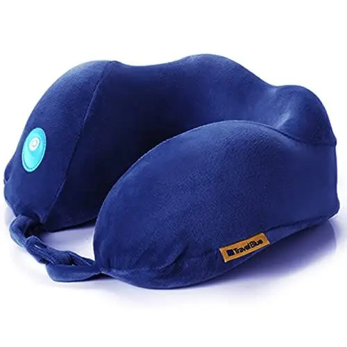 Produktbild: Travel Blue Premium Nackenmassagekissen Flugzeug Massagegerät Memory Foam Nackenkissen - Reisekissen mit sanfter Massage, für Nackenmuskel Schmerzlinderung, Ergonomisch Kissen -Entspannung unterwegs