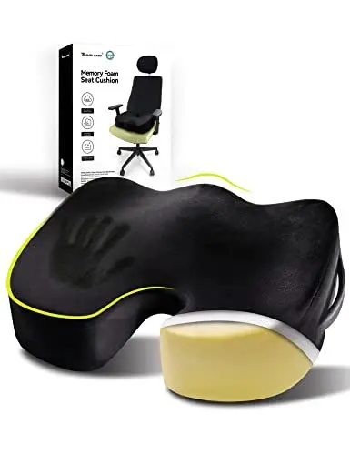 Produktbild: Travel Ease Verdicktes U-Form Sitzkissen, Memory-Schaum ergonomisches Sitzkissen für größere Personen, passend für Bürostuhl, Autositz, Gaming-Stuhl (Schwarz)
