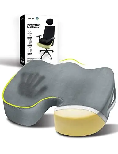 Produktbild: Travel Ease Verdicktes U-Form Sitzkissen, Memory-Schaum ergonomisches Sitzkissen für größere Personen, passend für Bürostuhl, Autositz, Gaming-Stuhl (Grau)