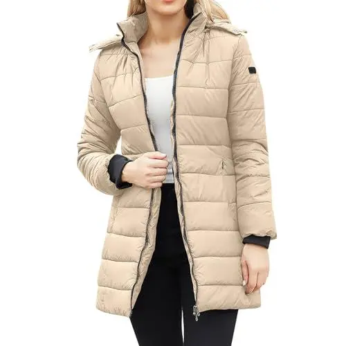 Produktbild: Wintermantel Damen Sale, Bestellung Aufgeben, Wintermantel Damen Elegant Gepolsterte Winterjacke Für Damen Mit Flauschigem Kragen Lockerer Wintermantel Warme Fleecejacke Damen, Mäntel Damen Sale