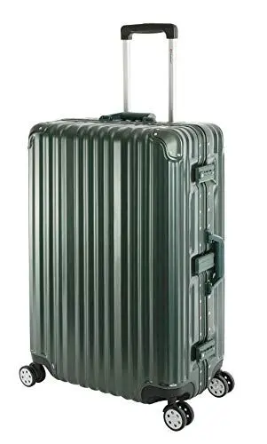 Produktbild: Travelhouse L Koffer 75cm Grün – Aluminiumrahmen, 360° Doppelrollen, TSA Schloss, Hartschale, großes Reisegepäck mit 100L Volumen