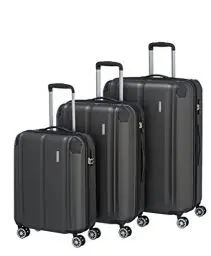 Produktbild: Travelite Kofferset 3 teilig Hartschale L/M/S, 4 Rollen, City, Größe S Handgepäck, Reisekoffer Trolleys mit kratzfester Oberfläche, TSA Schloss + Dehnfalte (außer Größe S)