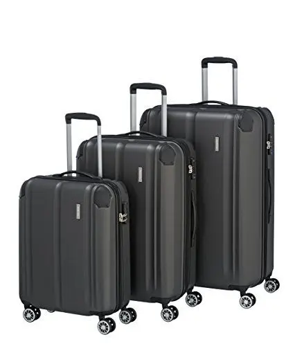 Produktbild: Travelite Kofferset 3 teilig Hartschale L/M/S, 4 Rollen, City, Größe S Handgepäck, Reisekoffer Trolleys mit kratzfester Oberfläche, TSA Schloss + Dehnfalte (außer Größe S)