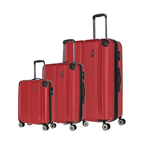 Produktbild: Travelite Kofferset 3 teilig Hartschale L/M/S, 4 Rollen, City, Größe S Handgepäck, Reisekoffer Trolleys mit kratzfester Oberfläche, TSA Schloss + Dehnfalte (außer Größe S)