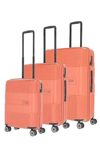 Produktbild: Travelite 4-Rad Kofferset 3-teilig Hartschale, Größen L/M/S mit TSA Schloss, Gepäck Serie WAAL: Stabile Trolleys mit recyceltem Innenfutter