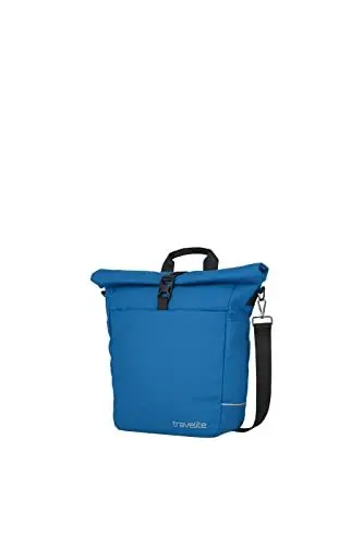 Produktbild: Travelite Basics for Bikes - Fahrradtasche Gepäckträger wasserfest, mit abnehmbaren Schultergurt und Rolltop Verschluss, 14 Liter, 0.8kg, Königsblau