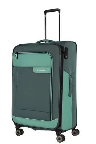 Produktbild: Travelite 4-Rad Koffer Größe L Weichschale aus recyceltem Material, Gepäck Serie VIIA: Trolley mit Dehnfalte + Kantenschutz, 77 cm, 91-103 Liter