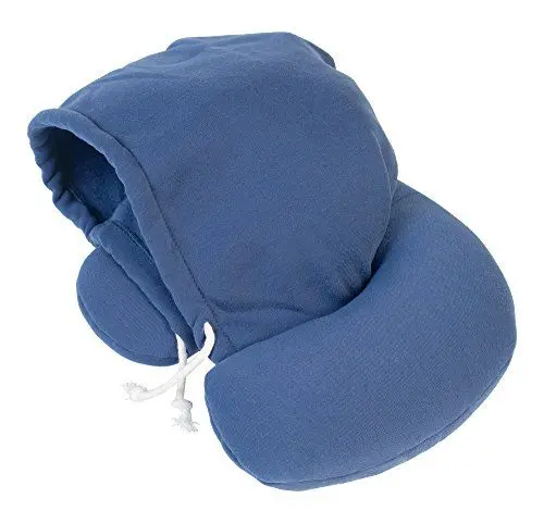 Produktbild: travelstar TS-H-1000 Kapuzen Nackenkissen – das clevere Nackenhörnchen inklusive Kapuze für noch mehr Ruhe & Entspannung, Blau