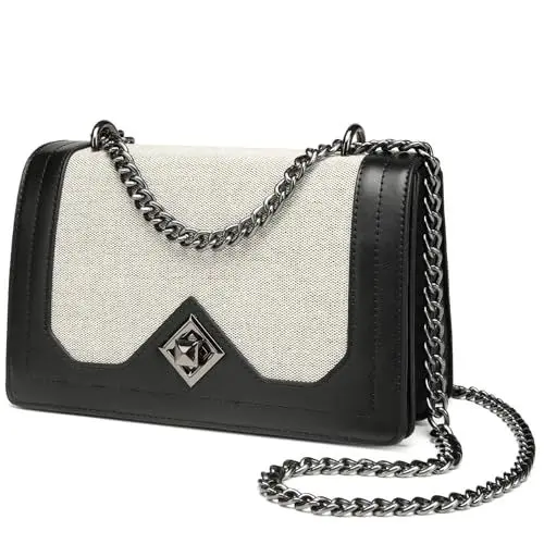 Produktbild: Travistar Kleine Umhängetasche, Damen, PU-Leder, Handtasche, Kette, Schultertasche, Messenger-Tasche, Schultertasche, Schultertaschen, T081-Schwarz, Satchel