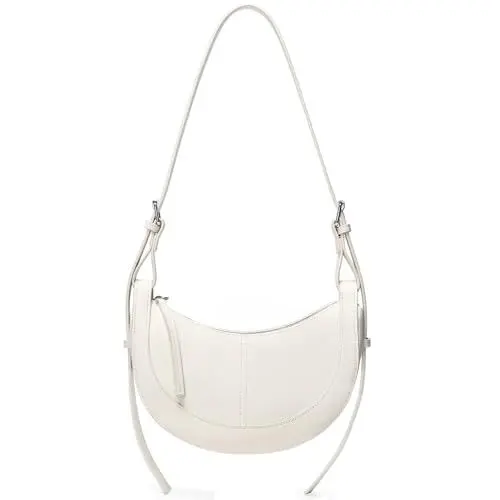 Produktbild: Travistar Umhängetasche Damen Crossbody Bag Damen Halbmond Kleine Schultertasche Handtaschen Veganes Leder Hobo Satteltasche Elegant Abendtasche Half Moon Clutch mit Verstellbarem Riemen, Beige