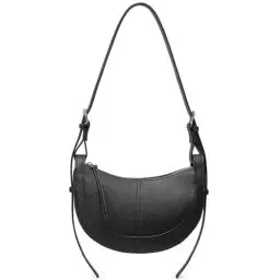 Produktbild: Travistar Umhängetasche Damen Halbmond Crossbody Bag Damen Klein Schultertasche Leder Schwarze Handtasche Hobo Satteltasche Abendtasche Moon Clutch Aesthetic Y2k Tasche mit Verstellbarem Riemen