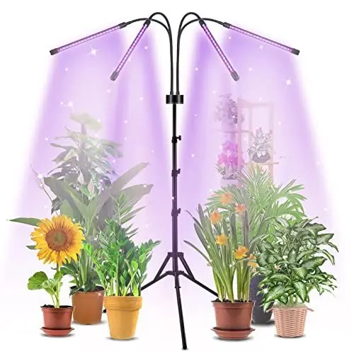Produktbild: Trayvespace Pflanzenlampe LED Vollspektrum,80LEDs Pflanzenlampe mit Ständer,3 Beleuchtungsmodi Pflanzenlicht mit 4 Köpfen,Ideal für Setzlinge und Sukkulenten wachsen Lichter