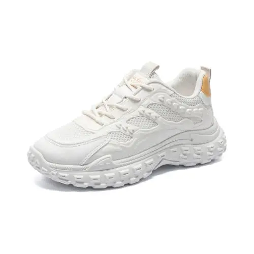 Produktbild: Trcloltc Herren Chunky Sportschuhe Mode Casual Sneakers Leichte Atmungsaktive Wanderschuhe Schwarze Plattform Komfort Reiseschuhe Beige 42