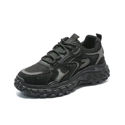 Produktbild: Trcloltc Herren Chunky Sportschuhe Mode Casual Sneakers Leichte Atmungsaktive Wanderschuhe Schwarze Plattform Komfort Reiseschuhe Schwarz 39