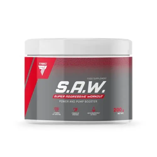 Produktbild: Trec Nutrition S.A.W. Muskelaufbau maximierter Fokus und massiver Pump Energy Sport Kreatin Bodybuilding 200 g Dose (Wildberry - Beeren)
