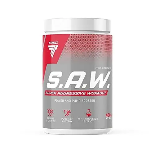 Produktbild: Trec Nutrition S.A.W. Muskelaufbau maximierter Fokus und massiver Pump Energy Sport Kreatin Bodybuilding 400g Dose (Blackcurrant Lemon- Blackcurrant-Lemon